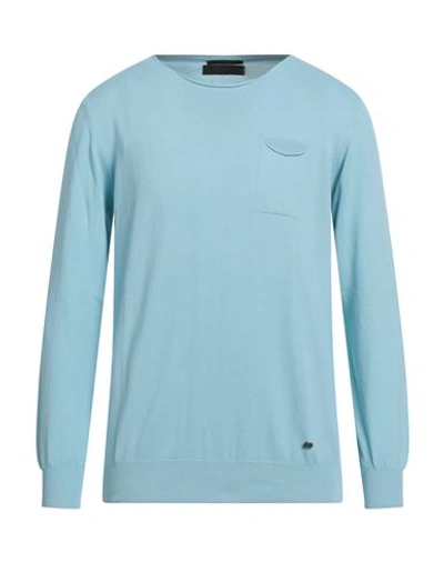 Laboratori Italiani Man Sweater Azure Size L Cotton In Blue