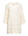 Gentryportofino Woman Sweater Ivory Size 12 Linen, Silk In White