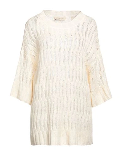 Gentryportofino Woman Sweater Ivory Size 12 Linen, Silk In White