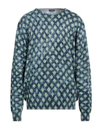 Rossopuro Man Sweater Blue Size 4 Cotton