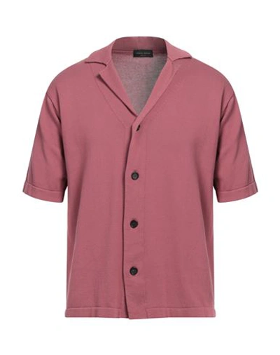Roberto Collina Man Cardigan Pastel Pink Size 42 Cotton