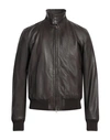 Stewart Man Jacket Dark Brown Size L Lambskin, Cotton, Acetate, Polyester, Elastane