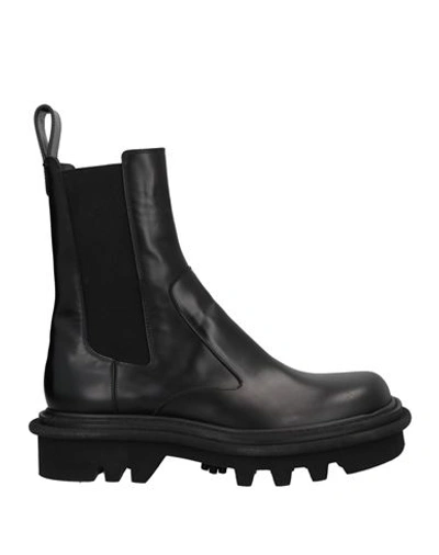 Dries Van Noten Man Ankle Boots Black Size 8.5 Textile Fibers, Soft Leather