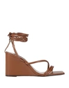 Patrizia Pepe Woman Sandals Tan Size 7 Soft Leather In Brown