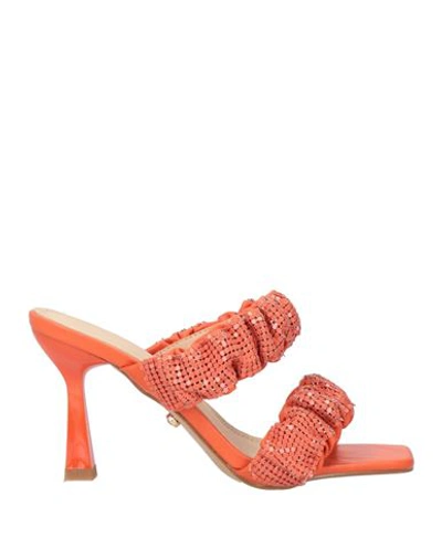 Twenty Four Haitch Woman Sandals Orange Size 7 Textile Fibers