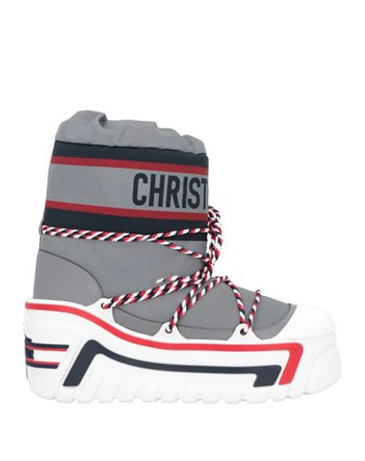 Dior Woman Ankle Boots Grey Size 11 Textile Fibers