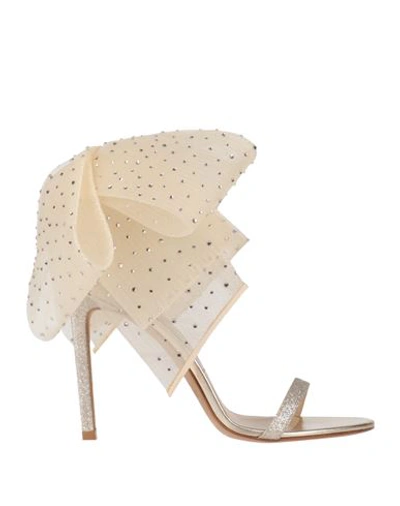 Jimmy Choo Woman Sandals Platinum Size 8 Soft Leather, Textile Fibers In Grey