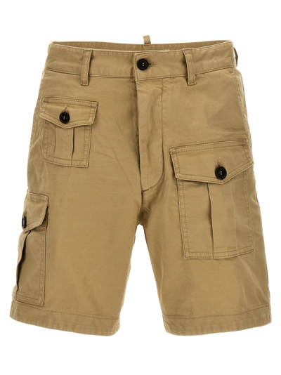 Dsquared2 Cotton Cargo Shorts In Beige