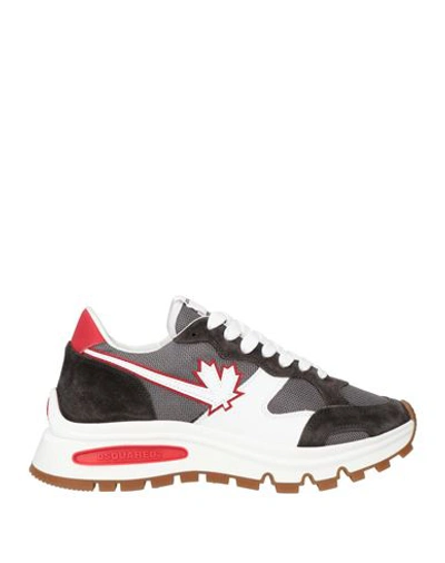 Dsquared2 Man Sneakers Lead Size 10.5 Leather, Textile Fibers In Grey