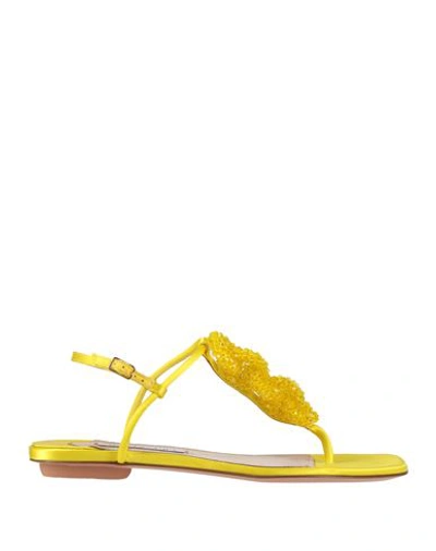 Aquazzura Woman Thong Sandal Yellow Size 10 Textile Fibers