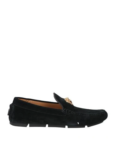 Versace Man Loafers Black Size 10.5 Leather In Black