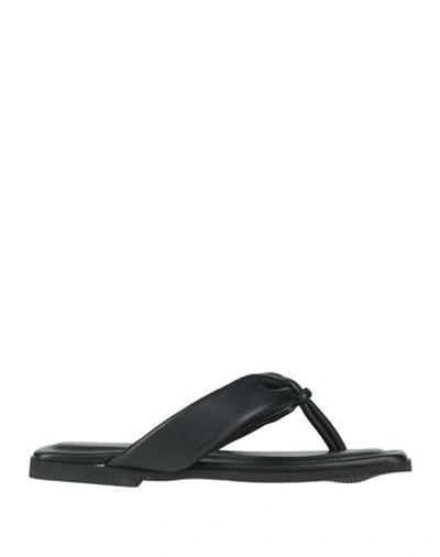 Chatulle Woman Thong Sandal Black Size 8 Leather