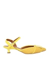 Doop Woman Pumps Yellow Size 8 Natural Raffia, Leather