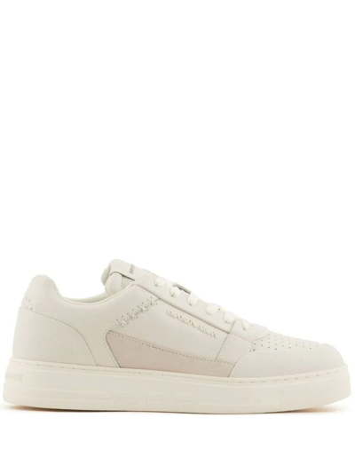 Ea7 Emporio Armani Suede Sneaker Shoes In White