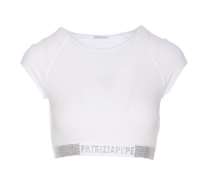 Patrizia Pepe Crystal-embellished Crop Top In White