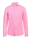Bastoncino Man Shirt Pink Size 17 Linen