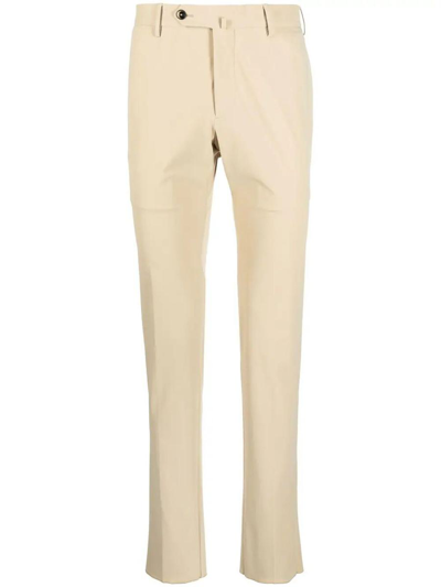 Pt01 Organic Kitenic Summer Fabric Slim Flat Front Pants Clothing In Brown