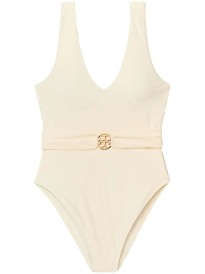 Tory Burch Miller Plunge One-piece Clothing In White
