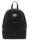 Versace Appliqué-logo Leather Backpack In Black