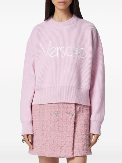 Versace Logo Jumper In Pink