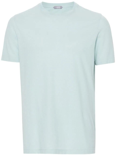 Zanone Short-sleeved Cotton T-shirt In Silver