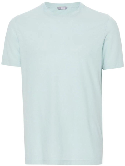 Zanone Short-sleeved Cotton T-shirt In Blue