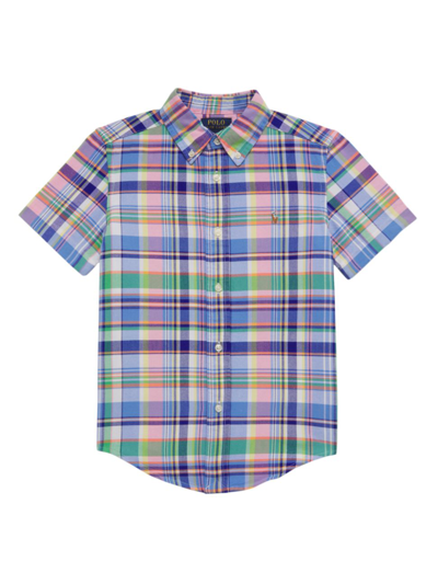 Polo Ralph Lauren Little Boy's & Boy's Plaid Oxford Short-sleeve Shirt In Blue Pink Multi