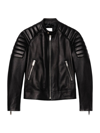 SANDRO MEN'S LEATHER JACKET WITH QUILTED TRIMS