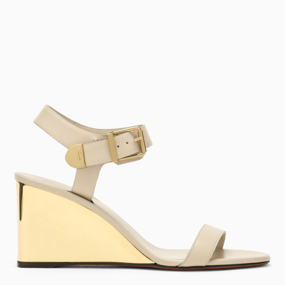 Chloé Rebecca Pearl-coloured Leather Sandal Women In Cream