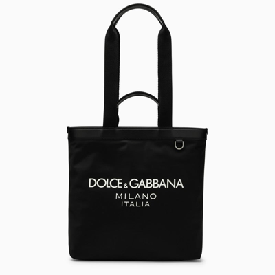 Dolce & Gabbana Dolce&gabbana Black Nylon Shopping Bag With Logo Men