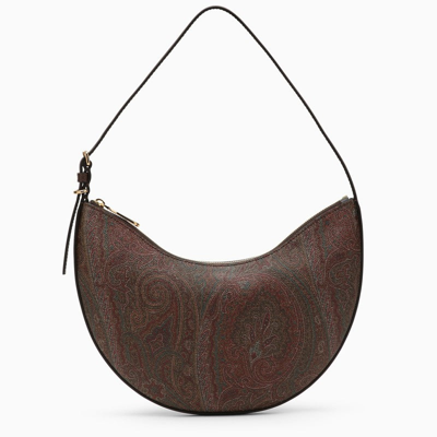 Etro Essential Paisley Hobo Bag In Coated Canvas In Brown