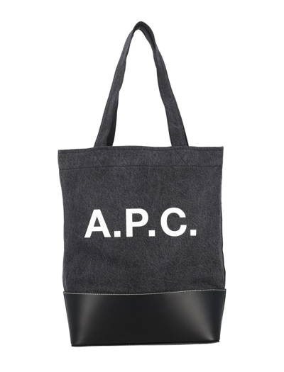 Apc A.p.c. Axel Tote Bag In Black Blue