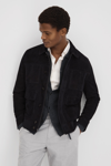 Reiss Thomas - Navy Suede Chest Pocket Jacket, Xs