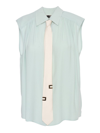 Elisabetta Franchi Sleeveless Georgette Blouse In Blue