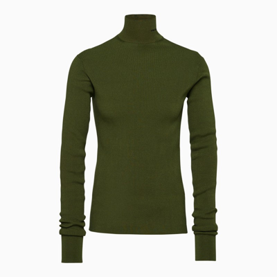 Prada Military Green Cotton Turtleneck Pullover Men