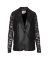 TWINSET LEATHER EFFECT BLAZER WITH LACE