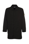 Stone Island Compass-badge Single-breasted Coat In Black