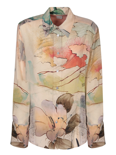 Paul Smith Pink/multicolor Print Shirt In Neturals