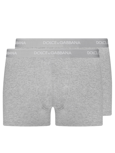 Dolce & Gabbana Pack Of 2 Stretch Jersey Midi Briefs In Gray