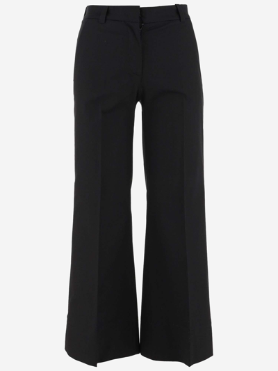 Ql2 Stretch Cotton Flared Pants In Black