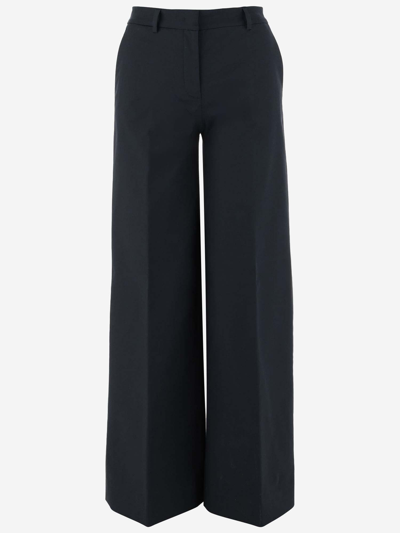 Ql2 Stretch Cotton Flared Pants In Blue