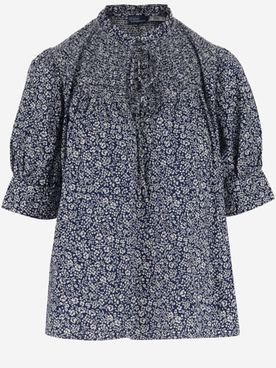 Ralph Lauren Cotton Shirt With Floral Pattern In Red