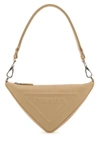 PRADA PRADA WOMAN SAND LEATHER PRADA TRIANGLE SHOULDER BAG