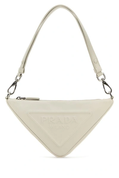 Prada Woman White Leather  Triangle Shoulder Bag