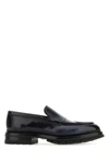 Santoni Black Leather Loafers In Black