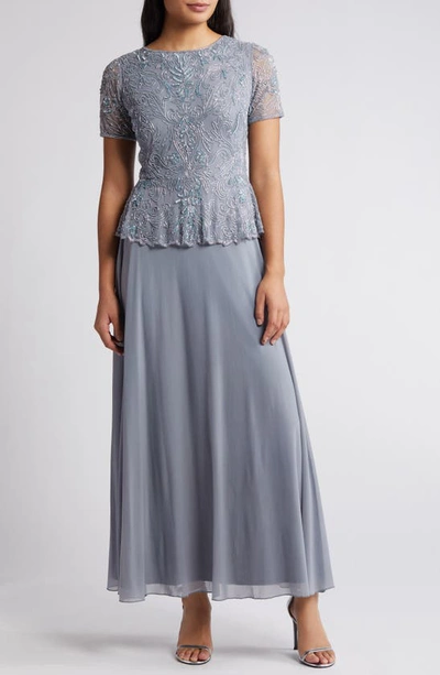 Pisarro Nights Mock Two-piece Embellished Cocktail Dress In Sea Blue