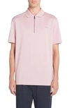 Moncler Men's Embossed Logo Zip Polo Shirt In Dark Pink