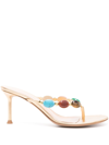 GIANVITO ROSSI GOLD-TONE SHANTI 70 LEATHER SANDALS