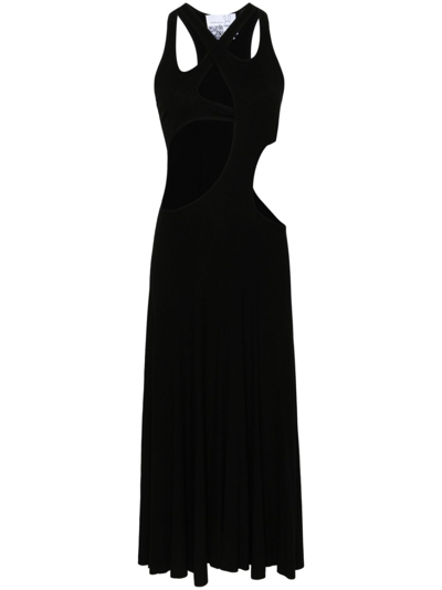 Natasha Zinko Cut-out Fine-ribbed Maxi Dress In Black