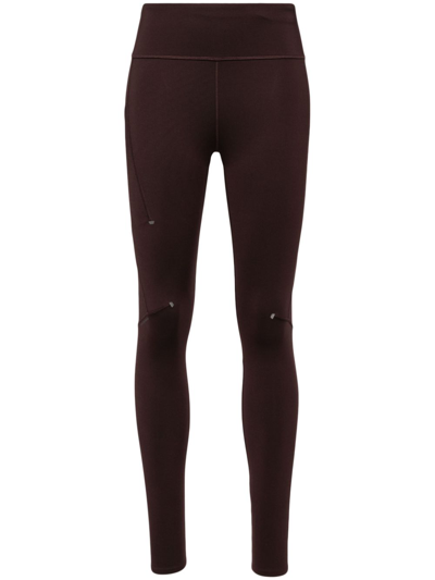 On Running Sport-leggings Mit Logo-print In Braun